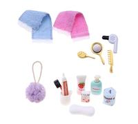 EUYKQNOI 15 Piezas Accesorios muñeco,Accesorios para Casa de Muñecas en Miniatura Artículos de Aseo para Casas de muñecas Miniaturas para Muñecas Set de Lavado para Casas de Muñecas a Escala 1/12