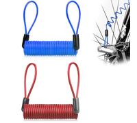 EUYKQNOI 2 PCS Cable candado, Cable de seguridad para vehículos de dos ruedas,Cable de recordatorio antirrobo, Cable protección motos,scooters y bicicletas,Rojo,azul,Diámetro cable 2 mm,120 cm Largo