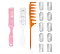 EUYKQNOI 2 Pcs Cortador de Pelo de Peine Peine de Adelgazar Cabello de Doble Cara Tijeras de Corte Peine de Depilación de Doble Filo para Corte de Cabello Fino Grueso,Peinado,Peluquería,Peigne à point