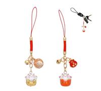 EUYKQNOI 2 piezas de gato afortunado que hacen signo al gato llavero colgante japonés Maneki Neko gato amuleto mascota colgantes colgantes de fortuna
