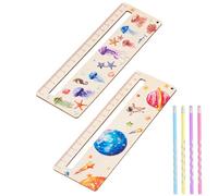 EUYKQNOI 2 Piezas Herramientas de lectura para dislexia,rastreadores de lectura para niños,Linda regla de madera para estudiantes,Reglas de seguimiento de lectura de madera de 18 cm,suministro de aula