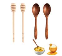 EUYKQNOI 4 Piezas Cuchara Miel Cucharas de Madera, Cuchara Miel Madera de 15cm,Cuchara para Miel Palillo de Miel para Recoger Líquidos Pegajosos como Miel,Sirope,Leche Condensada,Mermelada y Mucho Más