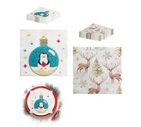 EUYKQNOI 40 servilletas navideñas con 2 diseños, servilletas de papel desechables para cóctel, serville tas decorativas navideñas a granel para cenas navideñas, suministros para fiestas navideñas