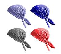 EUYKQNOI Bandana Hombre 4 Piezas - Pañuelo Pirata para Ciclismo, Running, Motocicleta - 54x54 cm - Transpirable, Secado Rápido, UV Protección - Deportes al Aire Libre (Rojo, Negro, Azul, Lila)