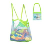 EUYKQNOI Bolsa de Malla Playa para Juguetes 2 Pack - Bolsa Plegable Antiarena con Red Azul y Bolsa Verde, Grande 45x45cm, Ideal para Niños, Vacaciones, Piscina y Playa