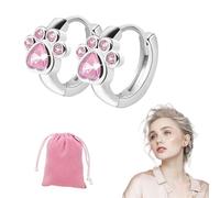 EUYKQNOI Mujer Plata de ley 925 Con Diseño huella Cristal Circonita,Regalo Ideal Aretes Aro Elegantes y Sofisticados Joyería de Moda,Kids Pendientes para niña Huella de perro Brillante Plata de ley