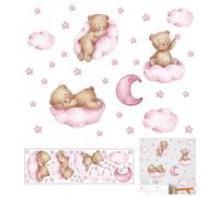 EUYKQNOI Pegatina de Pared de Oso en Las Nubes Pegatinas de Pared Pegatinas Infantiles HabitacióN Infantil Adhesivos con Osos, Nubes, Estrellas y Luna Ideal para Habitaciones de BebéS