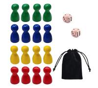 EUYKQNOI Piezas de Juego de Madera para Juegos de Mesa,Figuras de Juego de Colores,Multicolor Piezas de Ajedrez Juego,Juego de Mesa Piezas de Ajedrez,16 Piezas de Conos de Madera y 2 Dados de Madera