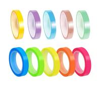 EUZUXU 10 Rollos de Cintas Resaltadoras, Cinta Adhesiva Transparente de Colores, Notas Adhesivas Transparentes, Cinta Adhesiva de Colores Fluorescentes Extraíbles, 6 mm x 5 m