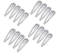 EUZUXU 16 Piezas Glitter Hair Snap Clips, 5CM Brillo Clips de Pelo de Metal, Multicolor Horquillas Clips para Niñas Mujeres(Plateado)