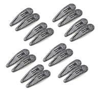 EUZUXU 16 Piezas Glitter Hair Snap Clips, 5CM Brillo Clips de Pelo de Metal, Multicolor Horquillas Clips para Niñas Mujeres(Negro)