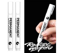 EUZUXU 2 Piezas Rotulador Blanco Permanente, Ancho de Trazo de 2,0 mm, Resistentes al Agua y de Secado Rápido, para Madera, Plástico, Cuero, Piedra, Metal