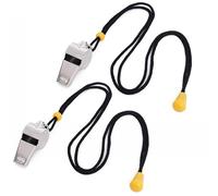 EUZUXU 2 Piezas Silbato de Acero Inoxidable, Silbato Deportivo de Acero Inoxidable con Cordón, para Entrenadores, Árbitros, Oficiales, Profesores