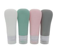 EUZUXU 4 Piezas Botellas de Viaje Silicona, Botes Viaje Rellenables 80ml, para Champú, Crema, Líquidos y Loción
