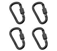 EUZUXU 4 Piezas Mosquetón, Mosquetón con Cierre de Rosca, Hebilla Colgante Multiusos, Llavero Mosquetón de Aluminio, para Camping, Cuerda, Botella de Agua (Negra)