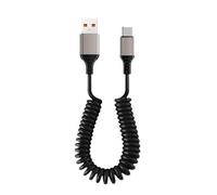 EUZUXU Cable en Espiral USB C, C a USB A, Transferencia de Datos de Carga de Primavera Compatible, Cable USB C para Android Auto Galaxy S24 Ultra S23 FE S22 S21