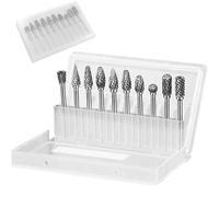 EUZUXU Juego de 10 Fresas de Metal Duro con Doble Corte, Carburo de Tungsteno Cementado, Fresa Rotativa, para Carpintería, Tallado, Pulido, Perforación