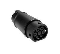 EV + Adaptador para cable de carga para vehículos eléctricos - Tipo 1 SAE J1772 a tipo 2 IEC 62196 - Adaptador de cargador de 1 fase 32 A (7,2 kW), color negro y blanco