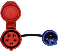 EV EXPERT WALTHER Adaptador de alta calidad de enchufe Schuko 16 A a enchufe CEE 16-32 A 5 pines 0,5 m IP44 CE (32 A 3 pines -> 32 CEE)