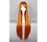 EVA Asuka Langley Soryu 80cm Long Orange Red Heat Resistant Hair Cosplay Costume Wig + Free Wig Cap