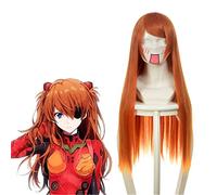 EVA Asuka Langley Soryu Pelucas de Cosplay 80cm Largo Recto Dorado Naranja Resistente al calor Pelo sintético Juego de roles Disfraz Peluca