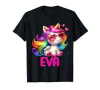 Eva Nombre Personalizado Colorido Unicornio Mujer Ni Camiseta