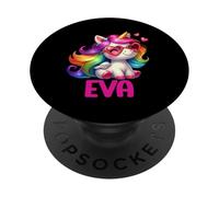 Eva Nombre Personalizado Colorido Unicornio Mujer Ni PopSockets PopGrip Adhesivo