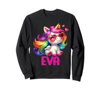 Eva Nombre Personalizado Colorido Unicornio Mujer Ni Sudadera