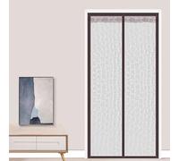 EVA Ondulación del agua Cortina Aislante para Puerta, Cubierta Magnética Térmica, Prueba de Viento Impermeable para Patio, Cocina, Dormitorio, Habitación de Aire Borde Marrón (140×225cm)