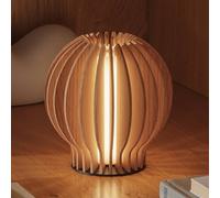 Eva Solo lámpara de mesa LED recargable Radiant, madera clara, Ø 14cm, USB