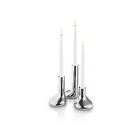 EVA SOLO Mellow Juego de 3 Portavelas Decoracion (8, 12, 16 cm) de Acero Inoxidable | Candelabro Pequeño, Superficie Brillante, Luz Relajada, para Velas Reales o con Pilas, Diseño Danés, Acero