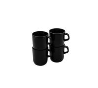 Eva Solo Nordic Kitchen - Taza de café de cerámica de 40 cl, juego de 4, apta para lavavajillas y microondas, cerámica negra, diseño danés, funcionalidad y calidad, color negro