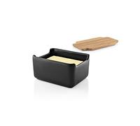 EVA SOLO | Plato de mantequilla de cocina nórdica | Negro con tapa de roble | Para paquetes de mantequilla estándar | Diseño elegante y moderno | Diseño y funcionalidad daneses
