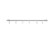 Eva Trio Barra de cocina con 6 ganchos en S de acero inoxidable | Barra de cocina de acero inoxidable con seis ganchos en S, entre otros, para colgar utensilios de cocina y sartenes o también toallas