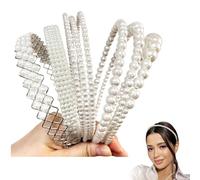 Evadollina 6 piezas de diademas elegantes, diademas para mujer, diadema con perlas, accesorios para el cabello blancos con perlas artificiales, para eventos de bodas