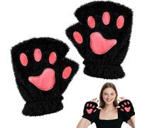 Evadollina Guantes para Damas, Guantes Felpa Huellas de Gato sin Dedos para Disfraz de Gato, Accesorios Cosplay de Patas Peludas