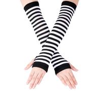 Evadollina: Guantes sin dedos para damas, calentadores de brazos Y2K, guantes largos a rayas, accesorios góticos Harajuku para mujeres