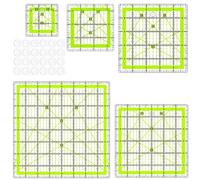 Evadollina Juego de 5 Reglas de Edredón, Escuadra Grande, Regla de Patchwork y 24 Pegatinas Antideslizantes, Regla de Costura Amarilla, para Uso Múltiple (2,5/3,5/5/6/8 Pulgadas)