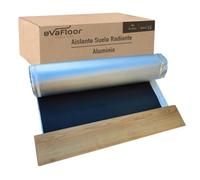 EVAFLOOR Pack 2 Aislante Suelo Laminado Radiante Aluminio 1x20 metros | Base Aislante Suelo Laminado | Fabricado con Base de Eva 2mm + Lámina Aluminio | Incluye Adhesivo