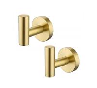 EVAGO Bathroom Towel Rack Wall Hooks Coat Hooks Matte Black 304 Stainless Steel Coat Rack Towel Rack Holder Storage 2 Pieces Gold Color