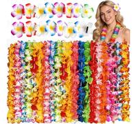 Evance 36 Collares de Flores unisex para Fiesta Hawaiana y Plumeria Pinzas de Pelo para Luau, 16 Piezas, Decoraciones (Colorear)