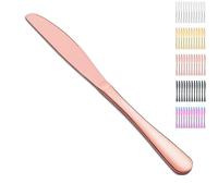 Evanda Cuchillos de mesa de oro rosa 12 piezas, chapado en titanio de oro rosa de acero inoxidable cuchillos de carne Set, cuchillo de mantequilla cuchillos Set Cubiertos Set, lavavajillas safe.