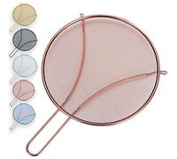 Evanda Pantalla de Salpicaduras de Oro Rosa de 30 cm para cocinar, Malla Fina de Acero Inoxidable para sartén, Protector de Grasa para sartén para Detener Salpicaduras de Aceite Caliente