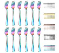 Evanda Tenedores de Postre 12 Piezas, Juego de Tenedores de Acero Inoxidable Titanio Arco Iris para Pastelería, Tenedores de Fruta, Mini Tenedores de Pastel, Tenedores de Aperitivo para Casa, Boda