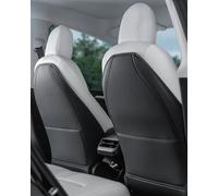 EVandCAR Tesla Model 3/Y/2021+S Protector de Respaldo de Asiento de Cuero, Resistentes al Desgaste, con Bolsillo Organizador, Juego de 2