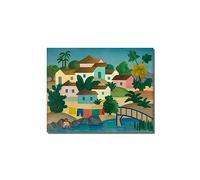 EVANEM Famosos cuadros de arte mural Tarsila do Amaral. Impresiones de lienzo del modernismo Pueblo con puente y árbol. Famosa reproducción cuadro óleo para decoración 40x52cm sin marco