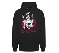 Evangelion Unit-01 Eva-01 Berserker Mode Unisex Sudadera con capucha | Dramática ilustración de anime de un personaje mecánico con halo y manos ensangrentadas.