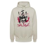 Evangelion Unit-01 Eva-01 Berserker Mode Unisex Sudadera con capucha | Dramática ilustración de anime de un personaje mecánico con halo y manos ensangrentadas.