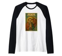 Evangelista Lucas (Lucas) Tarjeta Santa con el Símbolo del Toro Camiseta Manga Raglan