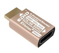 EVanlak Adaptador de emulador HDMI EDID, enchufe simulado, pantalla virtual sin cabeza, paso HDMI 1080P @60Hz a 4K @60Hz, bidireccional, dorado -1P